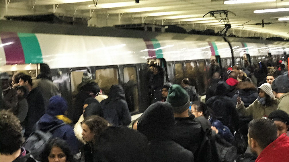 RER B at Gare du Nord during strike. Photo: Daniel