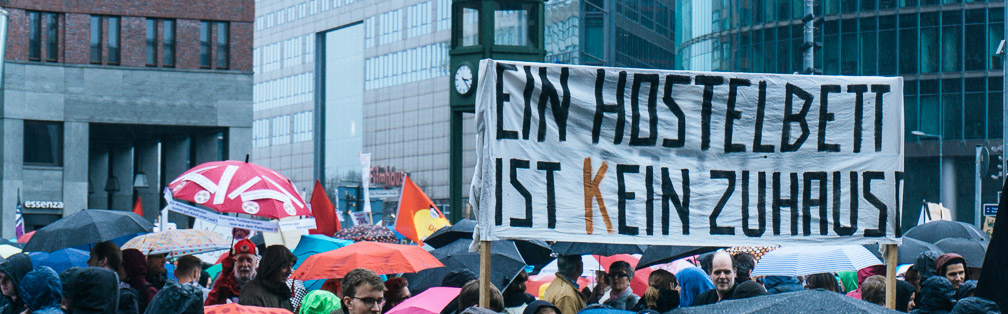 Hostels are no homes - protesters in Berlin. Photo: Daniel